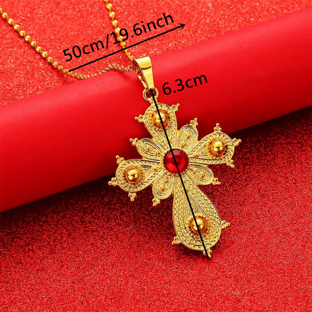 Ethiopian Big Cross Pendant Necklaces for Women Eritrea Jewelry Africa Ethnic Pendant