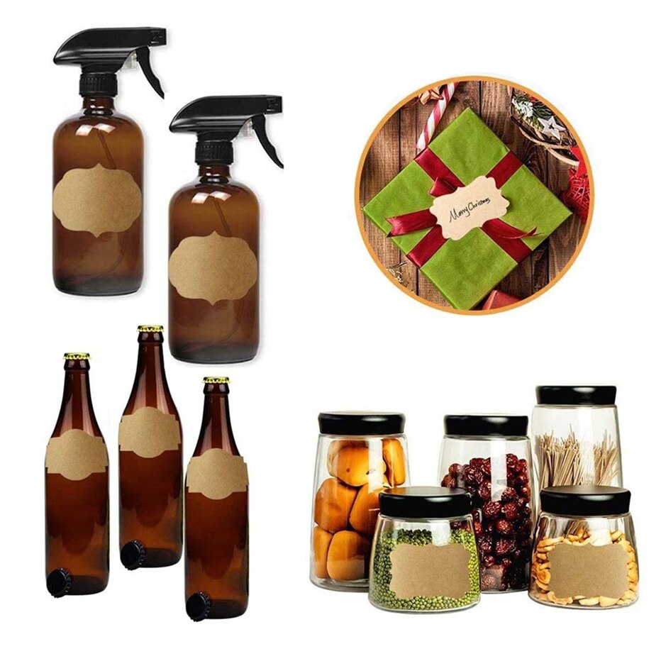 Etiquetas de de papel Kraft, etiqueta autoadhesiva para botellas, pegatinas artesanales marrones, producto: pegatinas artesanales marrones, 300 Uds.