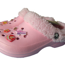 Winter freundlicher verstopft Erwärmung Pelz freundlicher Schuhe drinnen Hause See Maultiere Rosa Nette Stifte Sandale EVA Wohnung Kind Schuhe