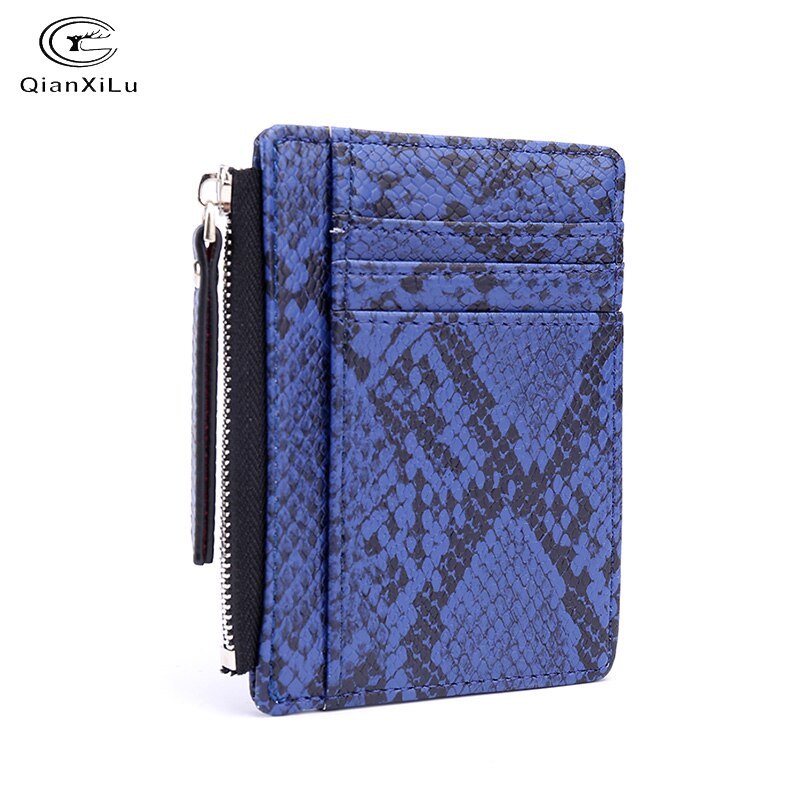 Qianxilu Slanke Vrouwen Portemonnee Korte Zak Kleine Pu Leer Creditcardhouders Dunne Rits Portefeuilles Broekzak Mode Clutch Bag