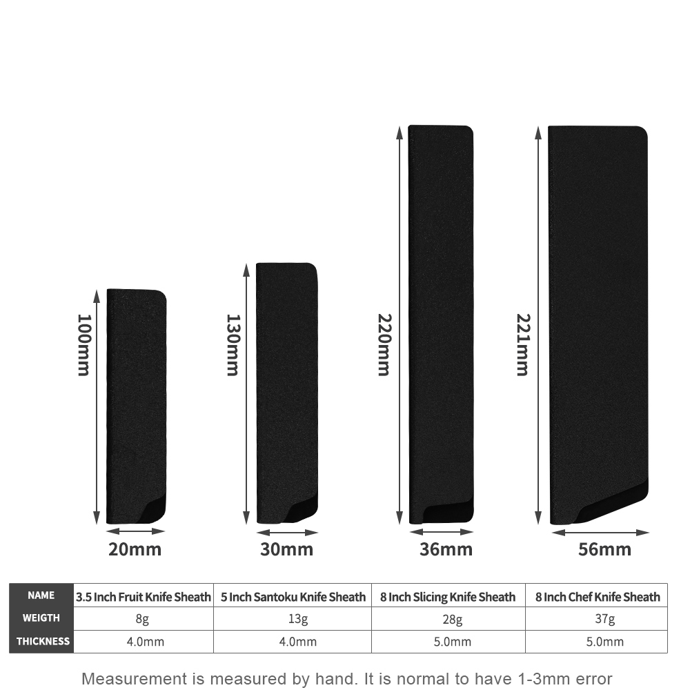 Samt Küche Messer Klinge Wachen Messer Klinge Schutz Set 3.5,5,5,8 zoll Edelstahl Messer Abdeckungen Küche Besteck Werkzeuge: 4 pcs knife sheath