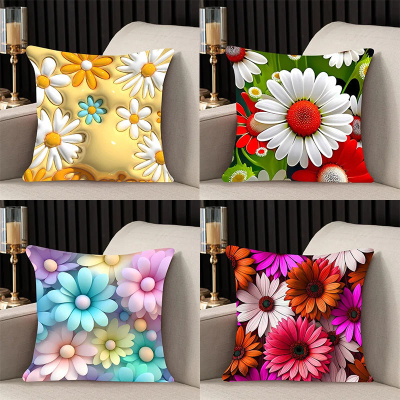 Hermosa funda de almohada con estampado de flores, funda de almohada cuadrada para sofá de coche y cojín de oficina