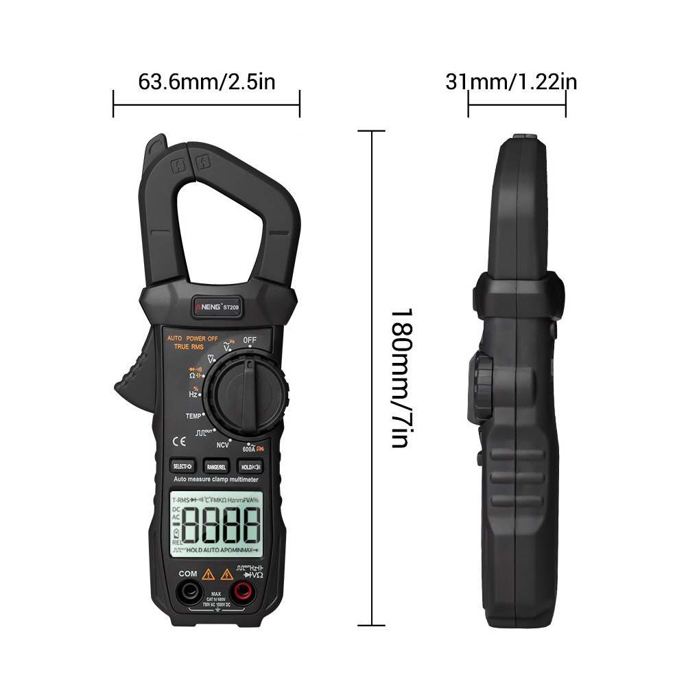 LCD Display Multimeter ST209 Digitale Multimeter Stroomtang 6000 Tellingen RMS Amp DC/AC Stroomtang Tester Meter Voltmeter