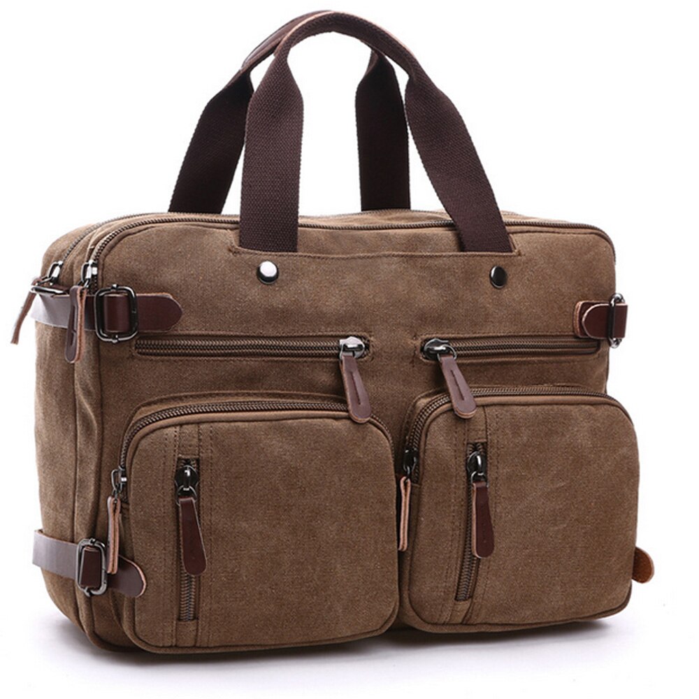Vintage Canvas 17" laptop backpack Men Shoulder Laptop bag 14 15 15.6 17.3 inch stylish large 3 in 1 Notebook bag Black
