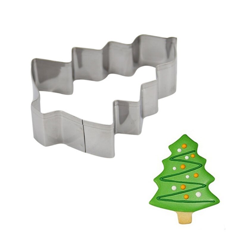 Kerstboom Cookie Tool Cutter Mould Biscuit Druk Icing Set Stempel Mold Rvs Fondant Dessert Fondant Decoratie