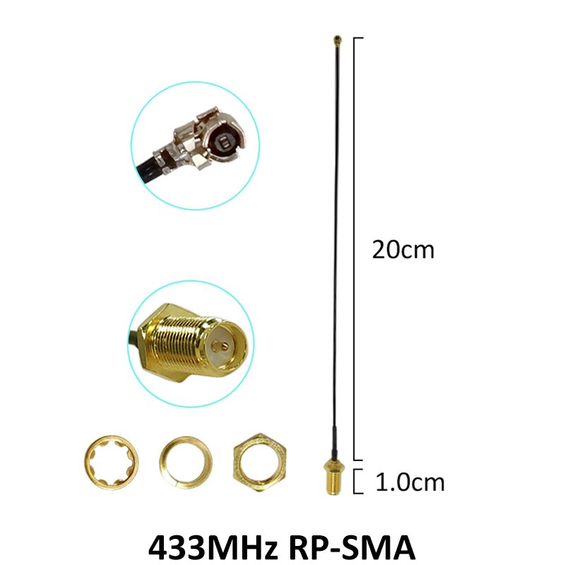 2pcs 433Mhz Antenna 5dbi GSM 433 mhz RP-SMA Connector Rubber Lorawan antenna+ IPX to SMA Male Extension Cord Pigtail Cable