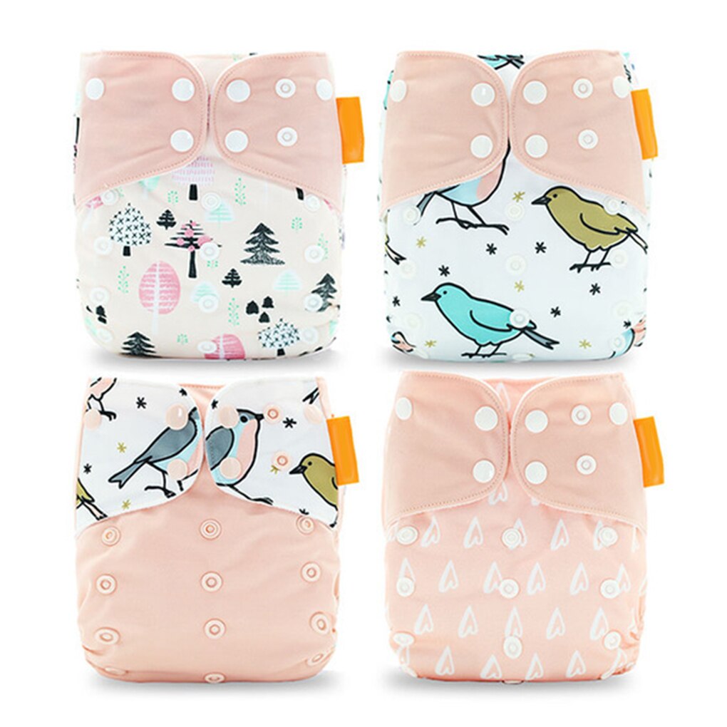 4pcs Baby Reusable Nappies Washable Polyester Cloth Diaper Suitable For Toddler Age 0-3 Years Old: 4