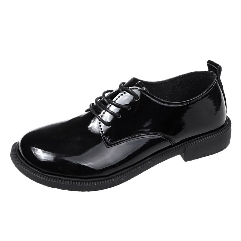 Zapatos Oxford de charol con cordones para mujer, zapatillas informales de punta redonda, planas, de Lolita, para primavera y otoño, 8905N: Black Patent / 39