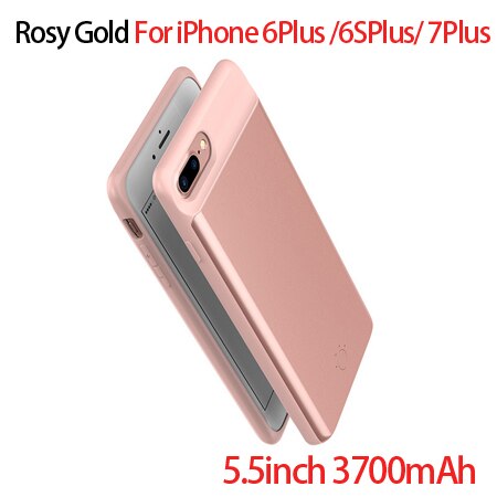 Thin Ultra Slim External Backup Battery Charger Case For iPhone 8 7 6 6s Plus PowerBank Charging Case Cover for iPhone 6 6s 7 8: i6 i6s i7 8Plus Rose