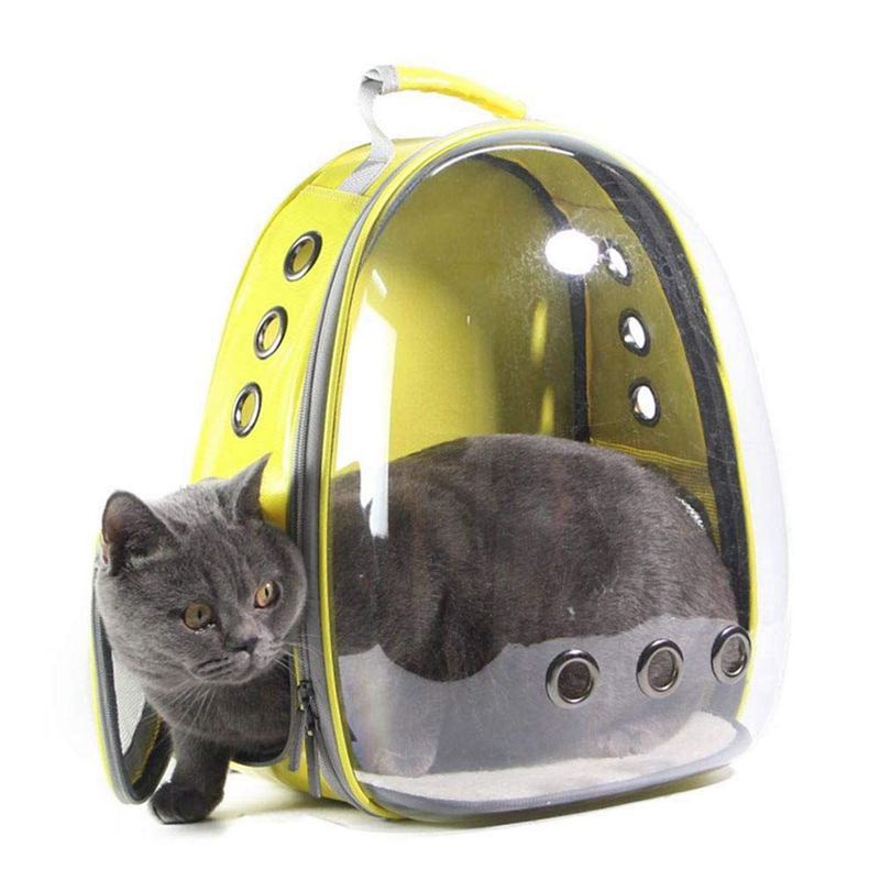 Bærbar kæledyr / kat / hund / hvalp rygsæk bærer boble, rumkapsel 360 graders sightseeing kanin rygsæk håndtaske tran: Gul