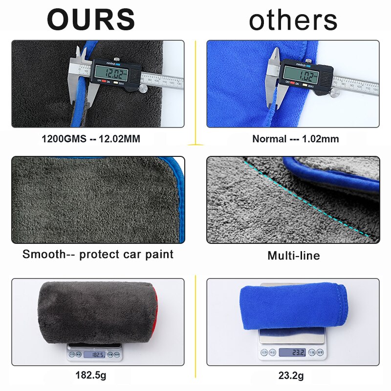 Bilvask håndklæde 1200 gsm mikrofiber håndklæde bil detaljer mikrofiber klud til bil rengøring tørre værktøj køkken vaske tilbehør