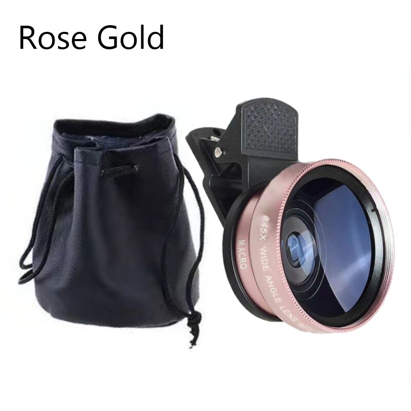 Phone Lens kit 0.45x Super Wide Angle &amp; 12.5x Super Macro Lens for phone iPhone 6S 7 Xiaomi more cellphone HD Camera Lentes: Rose Gold