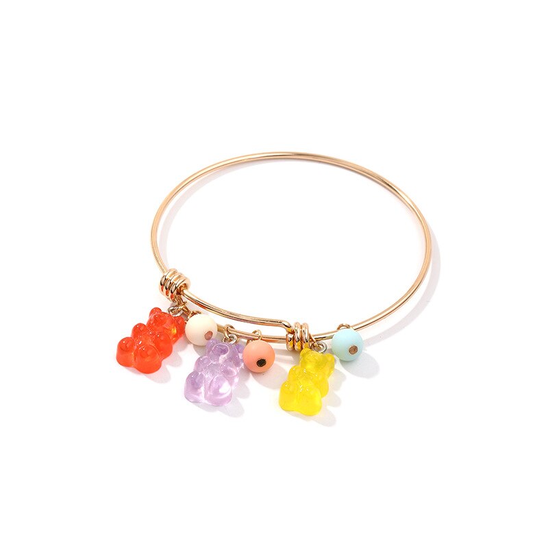 1pc feminino meninas arco-íris doces cores gummy urso encantos pulseira pulseiras jóias bonito festa de aniversário presentes bff: 1