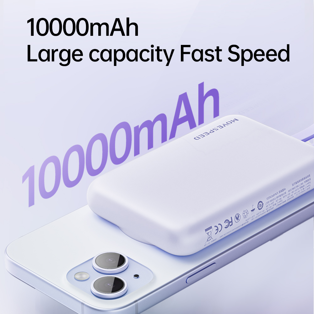 MOVESPEED L10 Magnetische Power Bank 10000 mAh Draagbare Externe Batterij Ingebouwde Type C Kabel voor MagSafe Powerbank voor iPhone 16