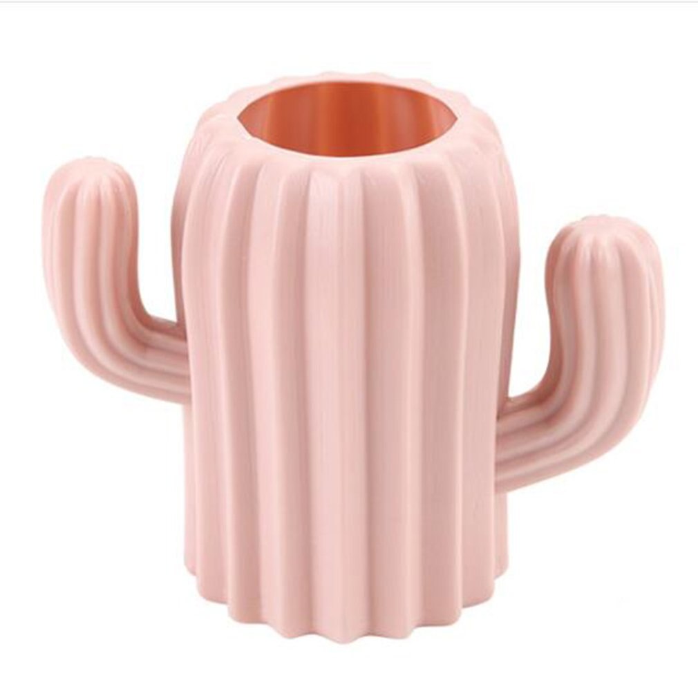 Multifunction Cute Cactus Shaped Magnetic Pen Holder Pencil Pot Home Office Desk Stationery Storage Box: pink