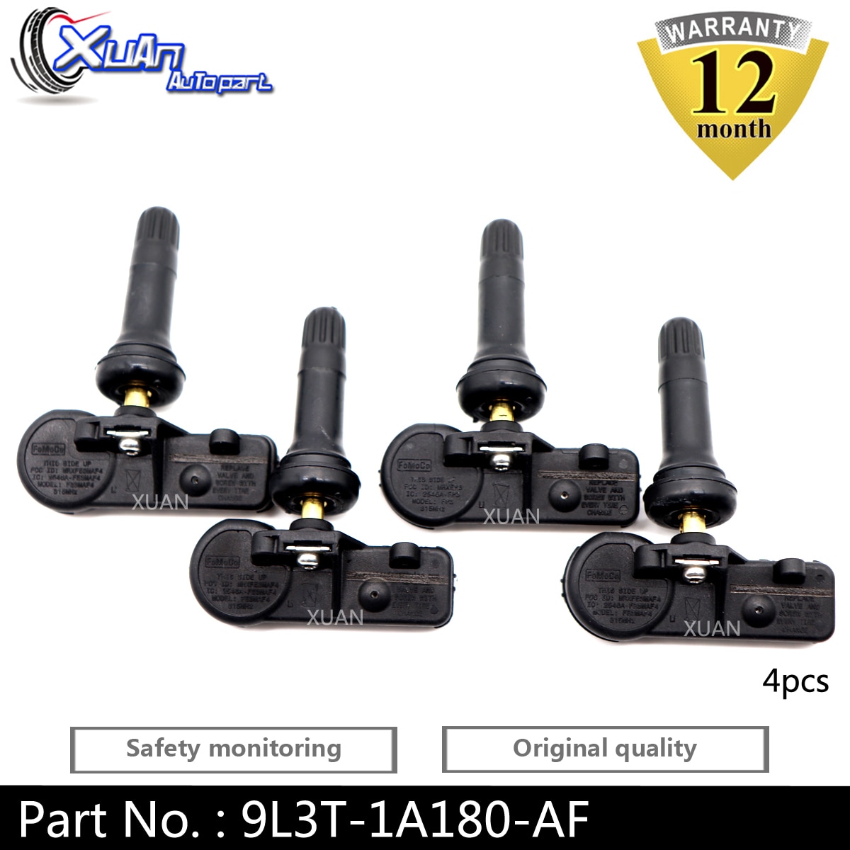 XUAN 4PCS Tire Pressure Monitor Sensor TPMS For Ford Focus Mustang Fusion Taurus Lincoln MKC MKT MKX MKZ Navigator 9L3T-1A180-AF