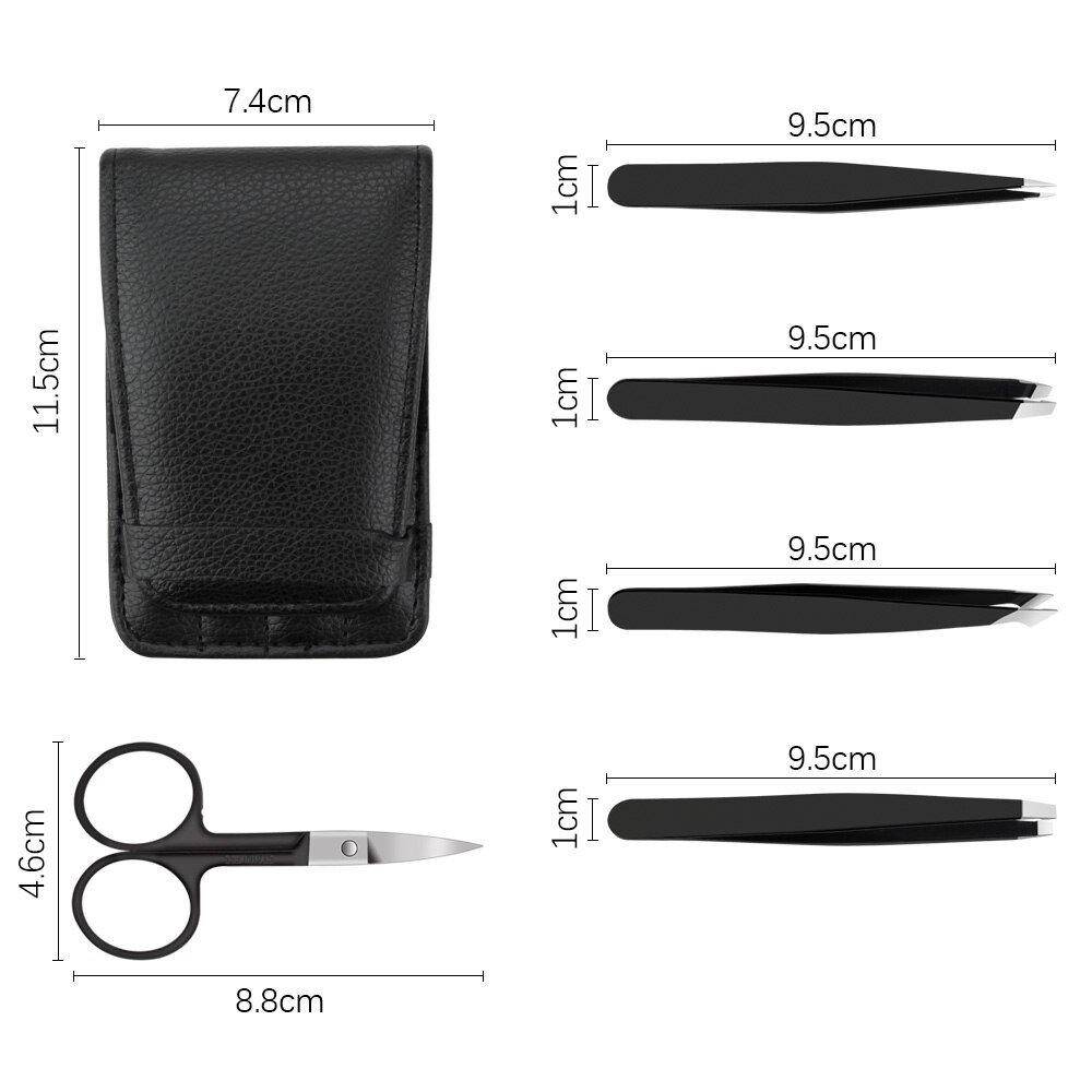Pinzas para cejas de acero inoxidable, Punta inclinada, punta plana, herramientas cosméticas profesionales, 1/4/5 Uds.