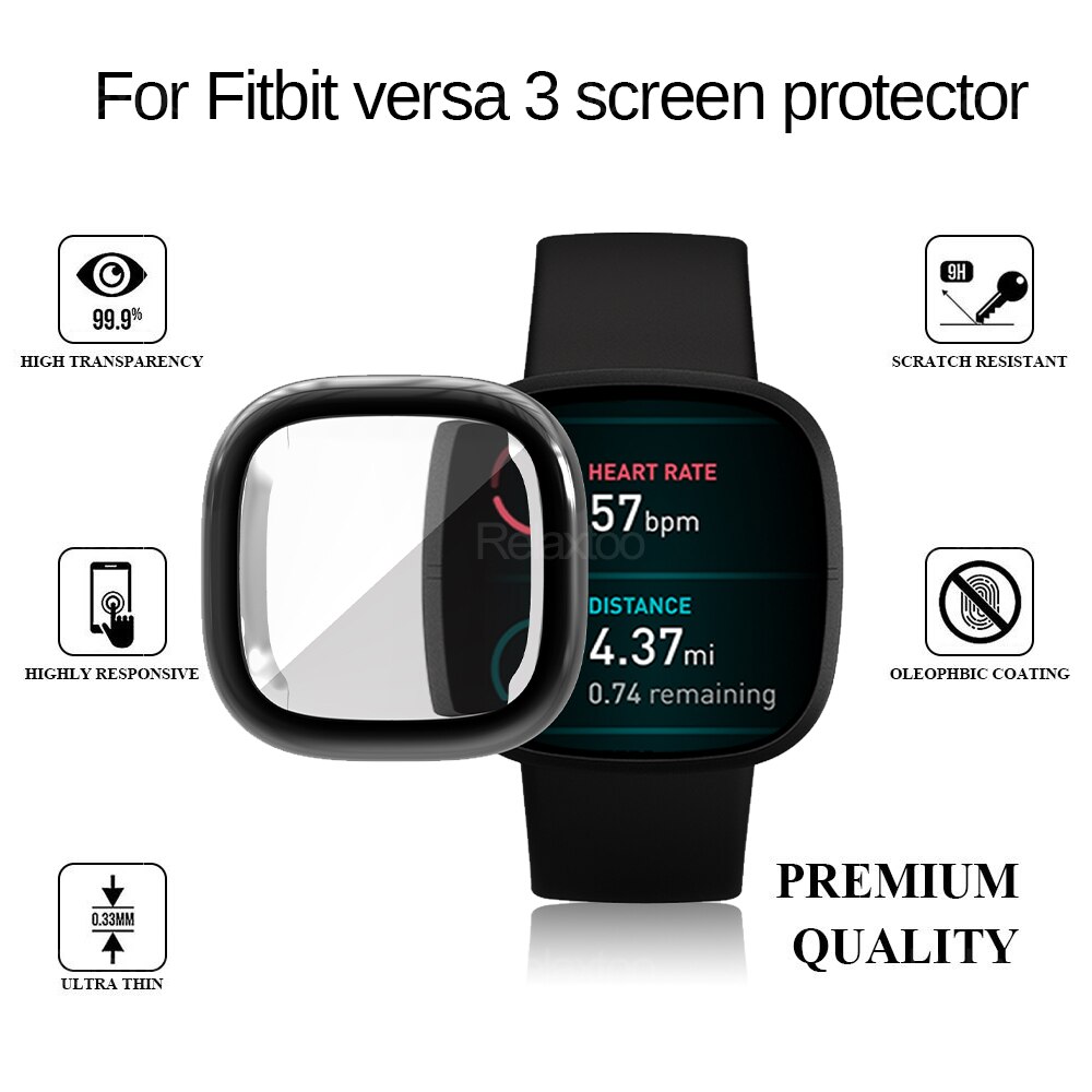 360 beskyttelsesveske til fitbit versa 3 skjermbeskyttelsesdeksel tilbehør fitbi versa 3 passe bit versa 3 smartklokkeutskiftere