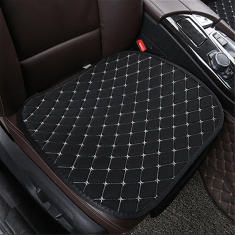 Fundas de lino para asiento de coche, Protector de tela de lino para asiento delantero y trasero, no deslizante, accesorios universales: Black white front 1p