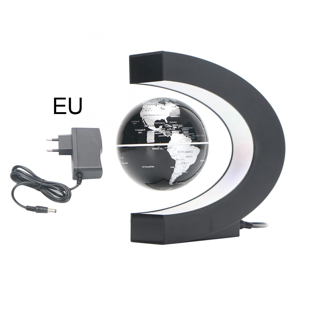 3"C Shape Magnetic Levitation Floating Globe Maglev Levitation Rotating Globe World Map for Teaching Home Office Desk Decoration