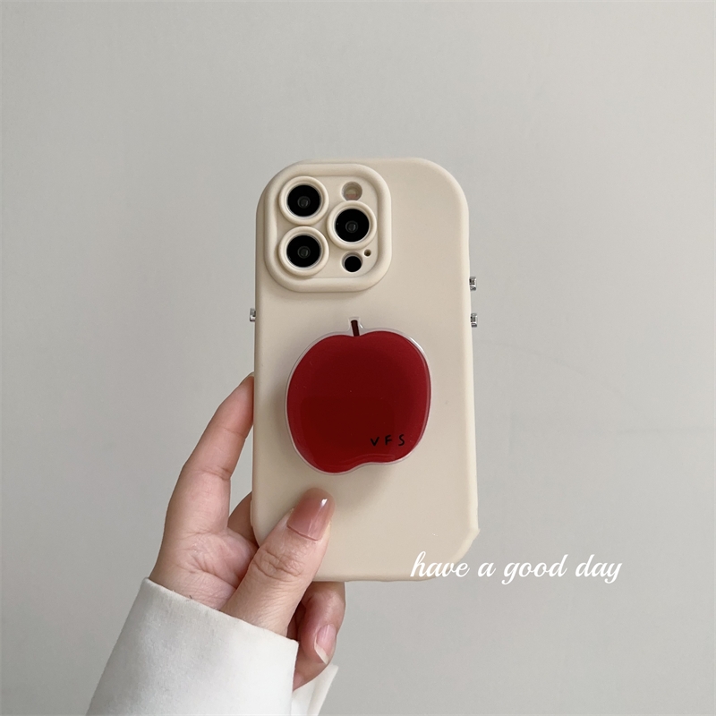 Korea Ins Kawaii Red Fruit Bracket Phone Case For IPhone 15 14 13 12 11 Pro MAX XS XR X Cute Shockproof Back Cover