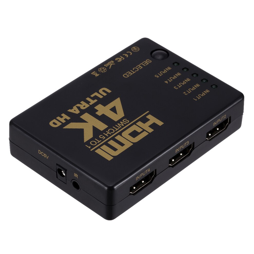 4K 2K 5x1 HDMI Cable Splitter HD 1080P Video Switcher Adapter 5 Input 1 Output Port HDMI Hub for Xbox PS4 DVD HDTV PC Laptop TV