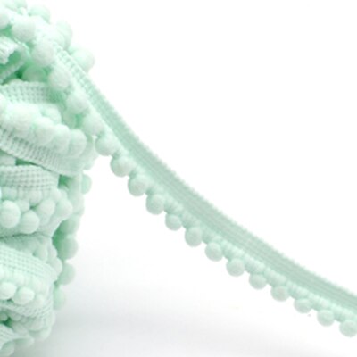 5yd/lot 10mm breedte kleurrijke kleine PP bal kant lint kwastje trim naaien materiaal accessoires voor woondecoratie: green 209