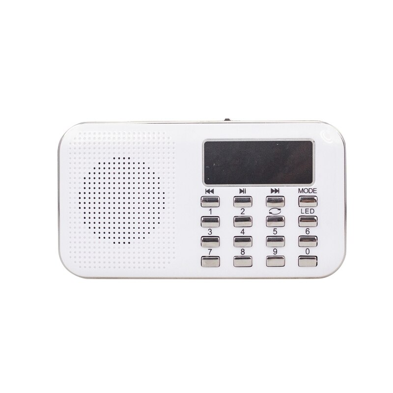 L-218AM Portable Multi Band Digital Auto Radio Scanner FM Am Pocket Radio with Mini Speaker Mp3 Player: White