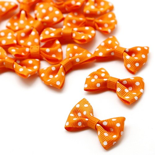 Mini lazo de cinta de satén hecho a mano para manualidades, decoración de pajarita y horquillas para niños, 4x2,5 cm, 25 unids/lote: Orange