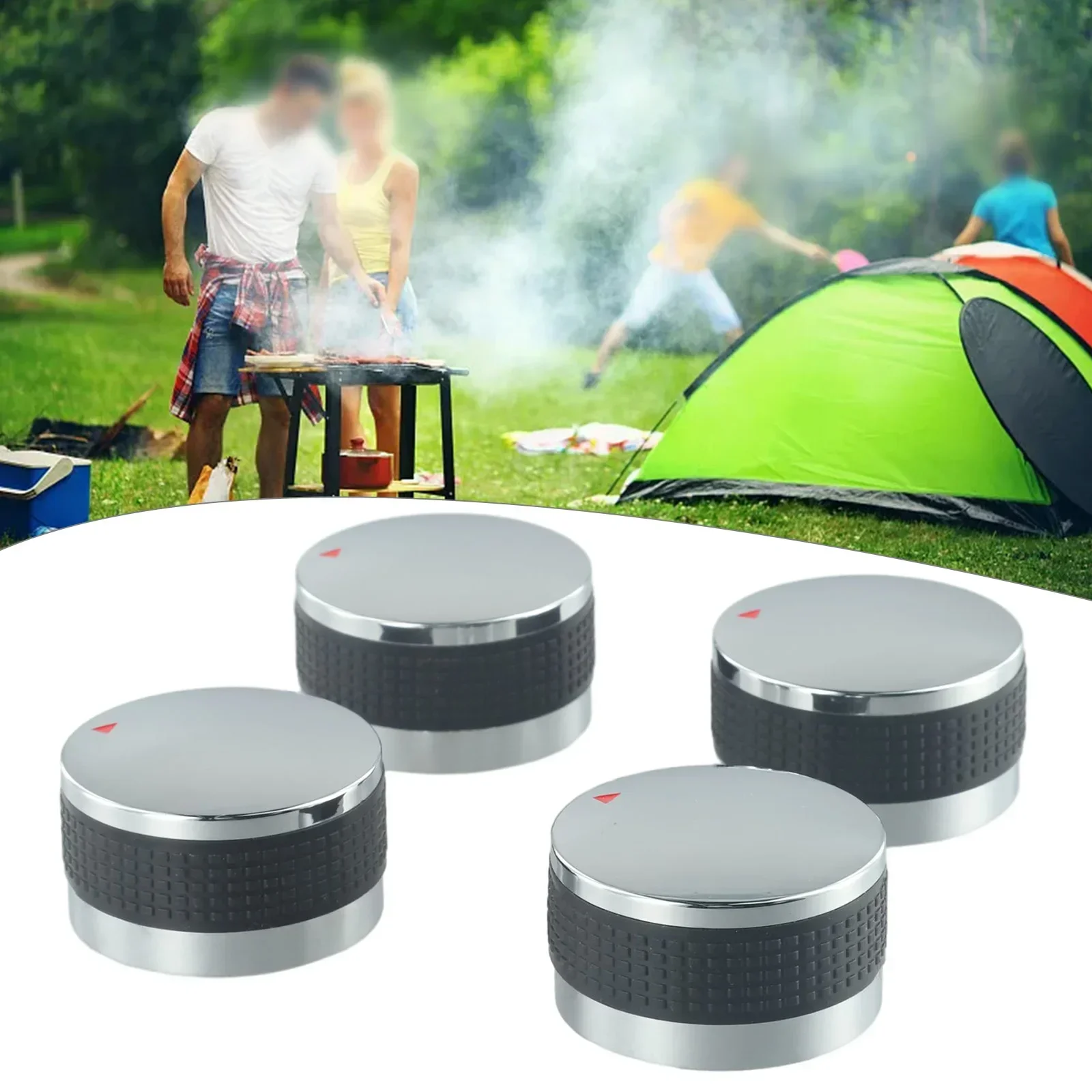 4 x Gasgrill-Bedienknöpfe, Ersatz, passend für Grill-Gasgrills für Ofen, Herde, runde Kochfeld-Steuerung, Gasherd-Zubehör