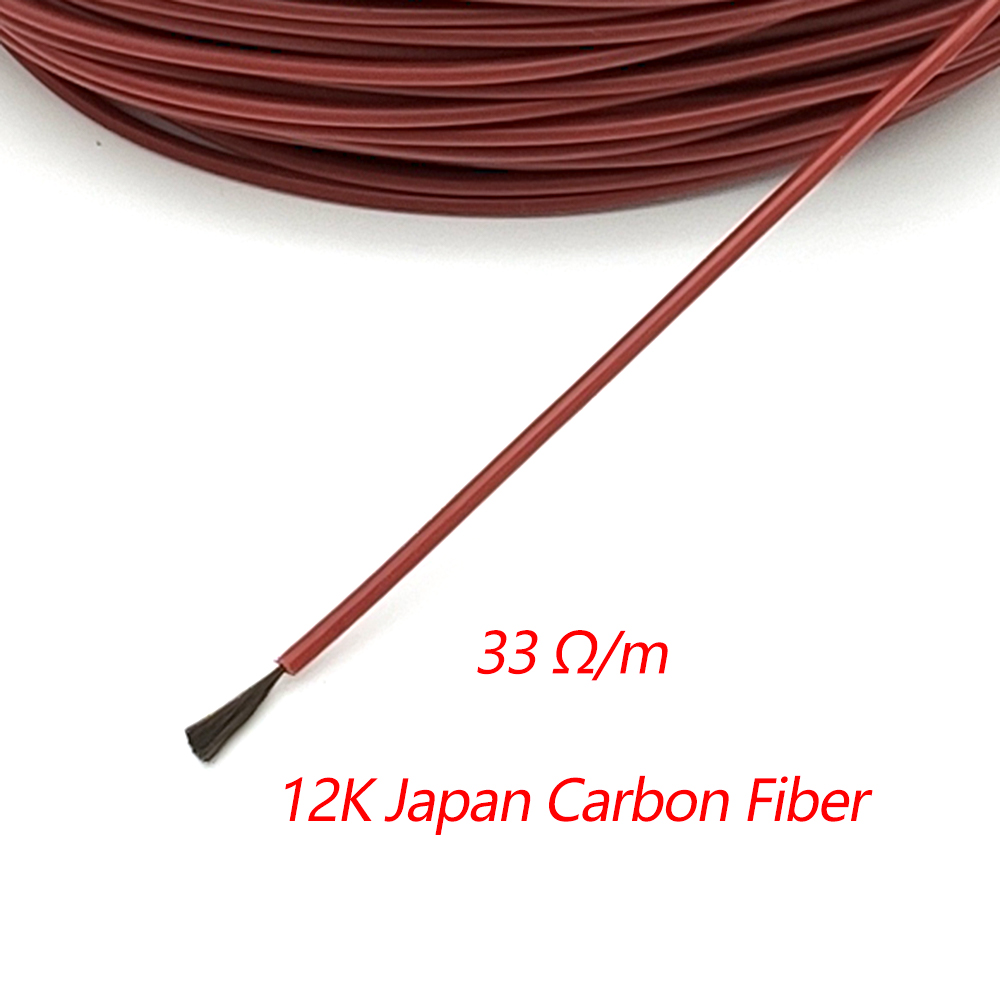 12K 33Ohm/m Silicon Rubber Carbon Fiber Electric Heating Wire Insulation Heating Cable For Floor Heating