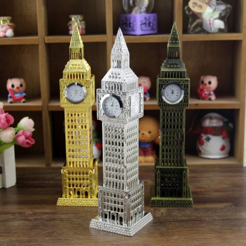 1pc retro brittiska london big ben klocka heminredning metall prydnad hantverk miniatyrer (slumpmässig färg): Default Title