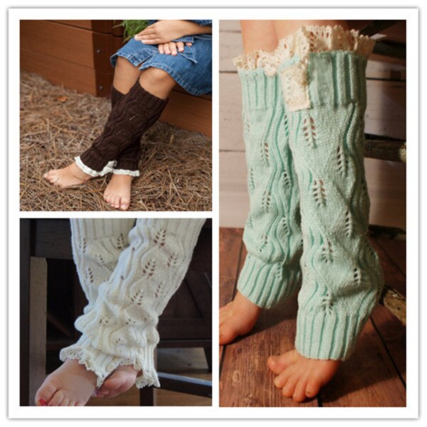 Calentadores de piernas de punto para niñas a la botones de encaje de ganchillo calentadores de piernas para NIÑOS Calcetines de bota infantil de invierno para chico