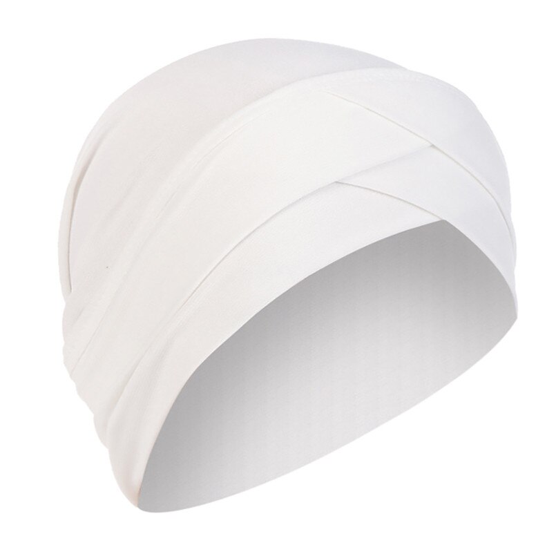 Mode Vrouwen Zomer Effen India Hoed Moslim Ruche Kanker Chemo Casual Beanie Tulband Wrap Sjaal Cap Elegante Caps Hoeden #4R22: WHITE