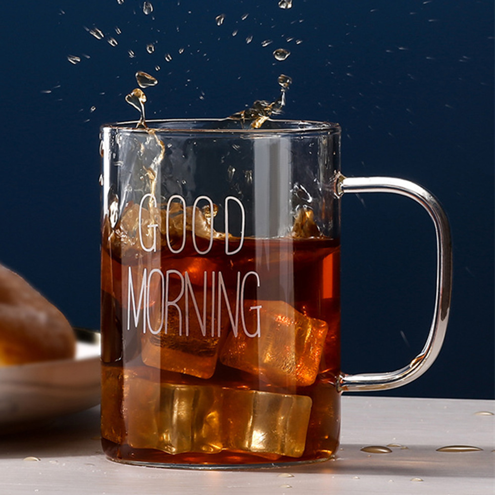 Goedemorgen glazen mok koffie melk ontbijt beker beker met handvat transparant drinkgerei huishoudelijk cadeau voor kinderen set