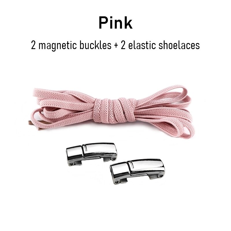 1 para sznurowadła magnetyczne trampki elastyczne sznurówki metalowy zamek leniwe sznurowadła dla dzieci i dorosłych rozmiar uniwersalny but: Pink