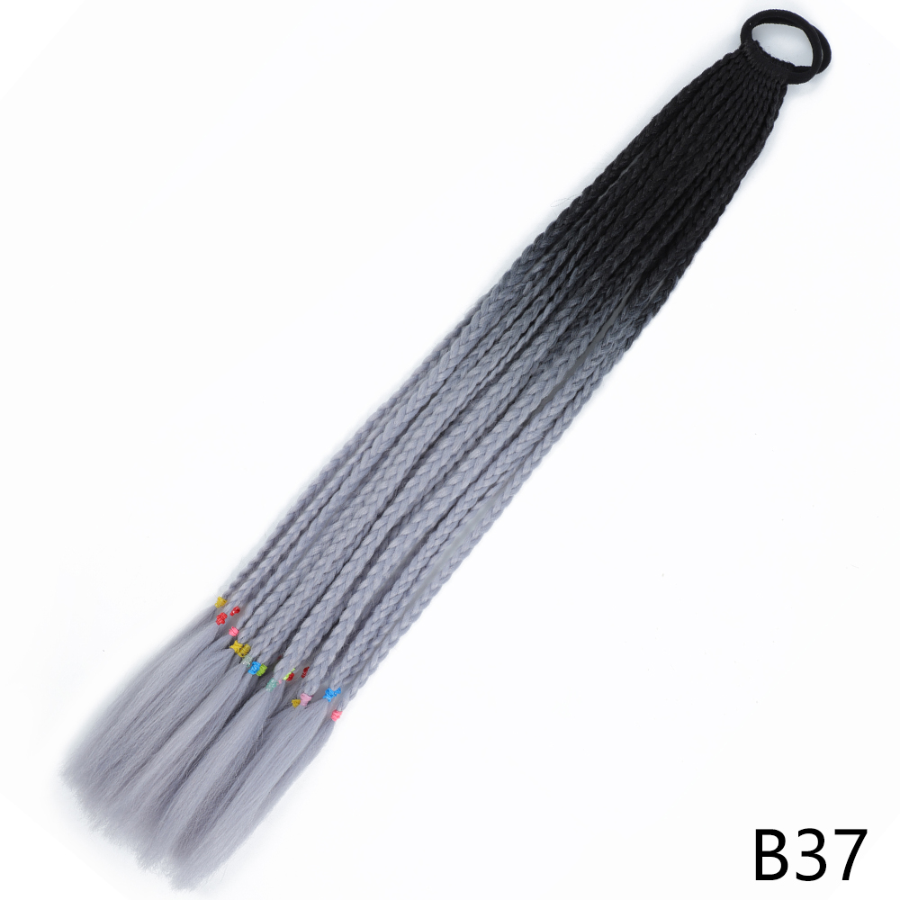 AZQUEEN-coleta trenzada sucia de Color degradado sintético, banda de goma elástica de 60CM, extensiones de cabello trenzado de cola de poni para niñas