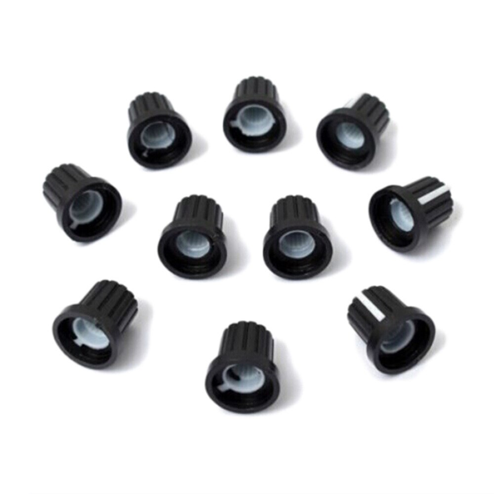 10 Stks 6mm Shaft Hole Dia Plastic Schroefdraad Gekartelde Potentiometer Knoppen Caps