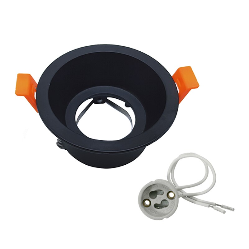 Rund  gu10 innfelt downlight erstatningssett svart  mr16 monteringsmontering takspot lys ramme  gu5.3 lampeholder: Svart / Gu10