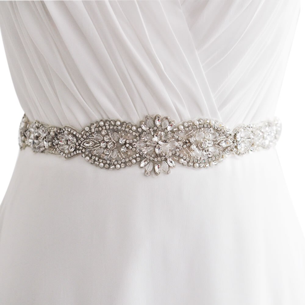 Hochzeit Schärpe handgefertigt Weiß Rosa Band Braut Kleid Gürtel Frauen Zubehör Strass Satin- Braut Gürtel Schärpe für Hochzeit Kleid