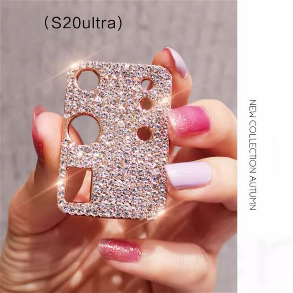 Funda protectora 3D para Samsung Galaxy S20 Plus, película protectora para lente de cámara con purpurina y diamantes de imitación