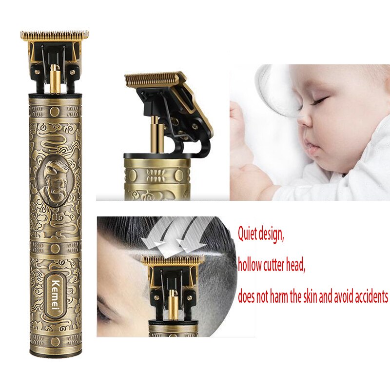 Kemei km -700d hårklipper frisør hårtrimmer til mænd retro buddha trådløs kant elektrisk hårklippemaskine