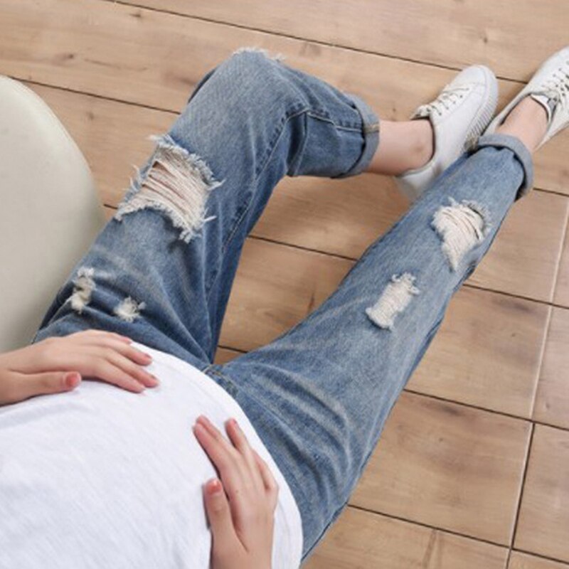 Barsel tøj jeans bukser til gravide kvinder tøj ammende bukser graviditet overalls denim lang prop mave legging