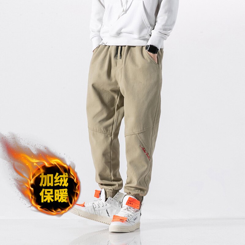 Ke Mannen Broek Sport Plus Fluwelen Verdikking Gewassen Katoen Casual Broek Voor Jonge Mannen Met Borduurwerk: Color 2