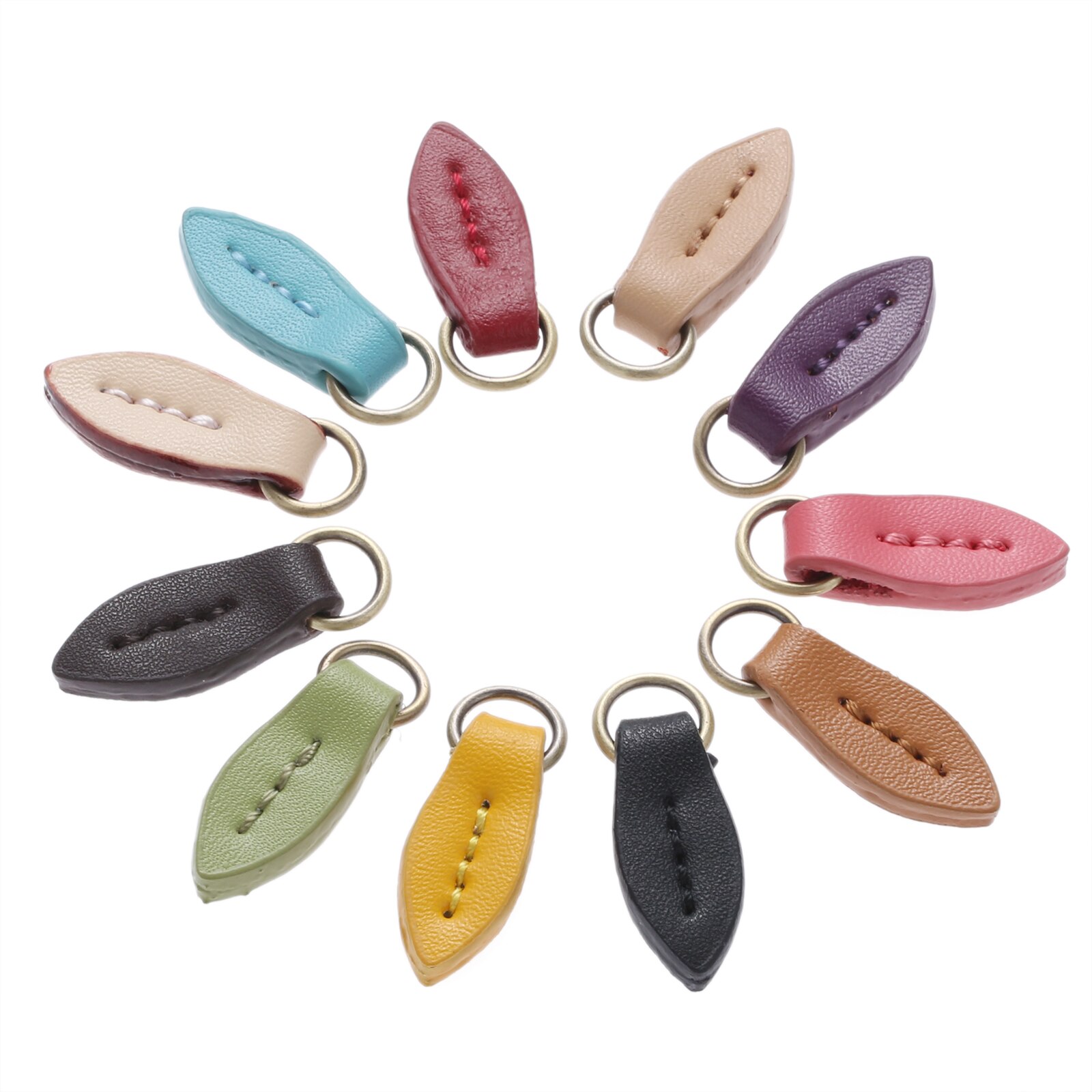 5Pcs 33*11mm Zipper Pullers Tree Leaf Shape Leather Zipper Pull Zipper Puller Replacement for Sewing Crafts Fasteners 11Color