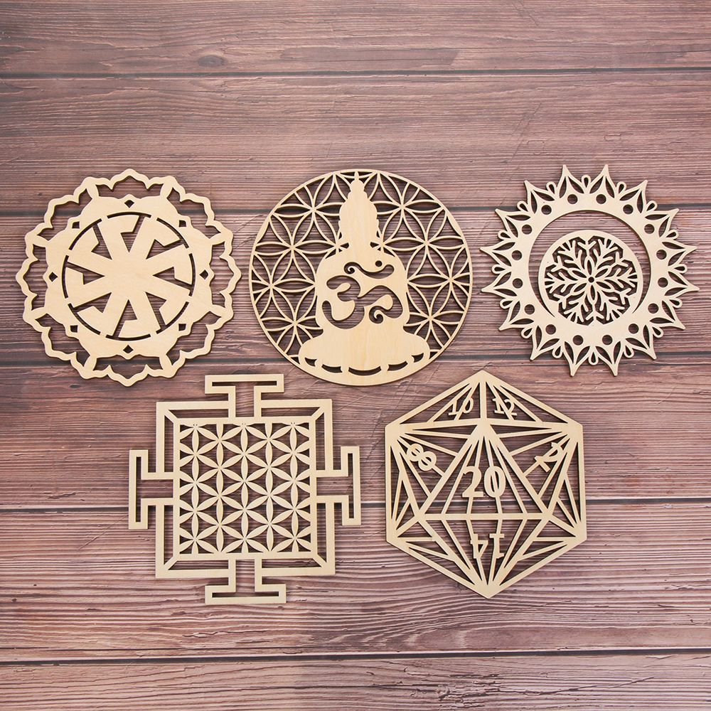 Cut Thuis Wall Decor Handgemaakte Onderzetters Houten Muur Teken Bloem Van Leven Vorm Slice Houten Basis Bloem Van Leven Energie mat