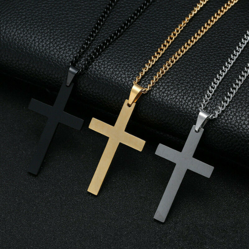 Collar cruzado de acero inoxidable para mujeres, hombres, adolescentes, niñas y niños, collar con colgante Vintage Simple, joyería para aniversario religioso