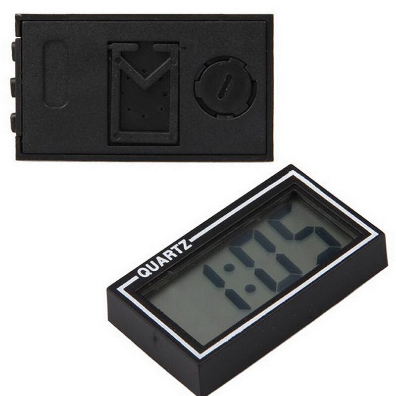 Thin Electronic Clock with Adhesive Pad LCD Digital Date Time Display for Car Home Desk Office