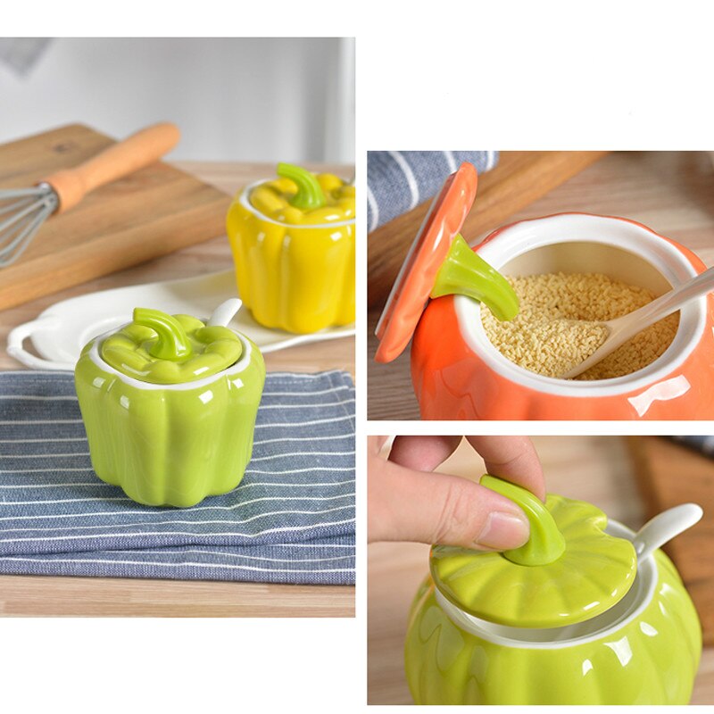 ceramic cruet seasoning jar set home kitchen MSG pumpkin oil salt cans seasoning box WF4091535