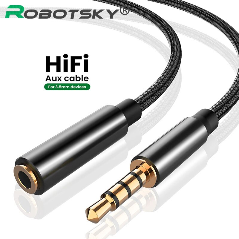 jack lydkabel 3.5mm aux lydkabel hann til hunn forlengelse aux kabel 3.5mm øretelefon lydforlengerledning til høyttaler 1m/2m